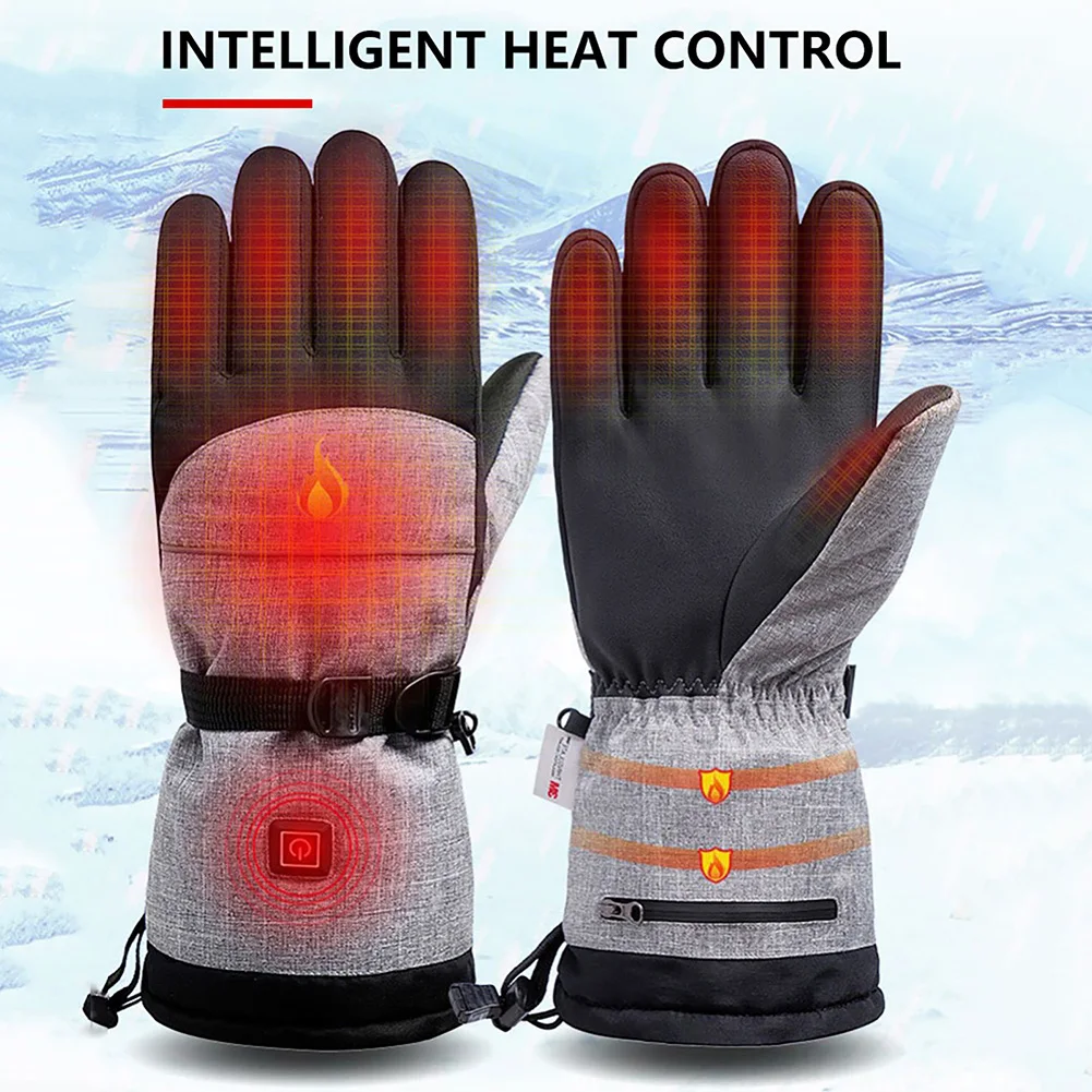 2pcs Electric Heated Gloves Ski Glove Winter Touch Screen Windproof