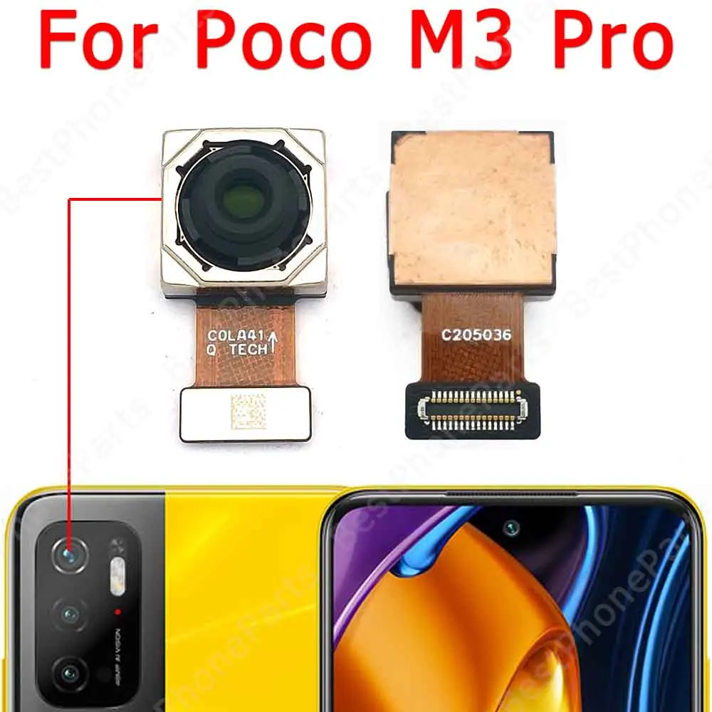 Câmera Traseira para Xiaomi mi Poco m3 Pro Vista Traseira Principal Módulo Grande Substituição Flex Reparação de Peças de Reposição