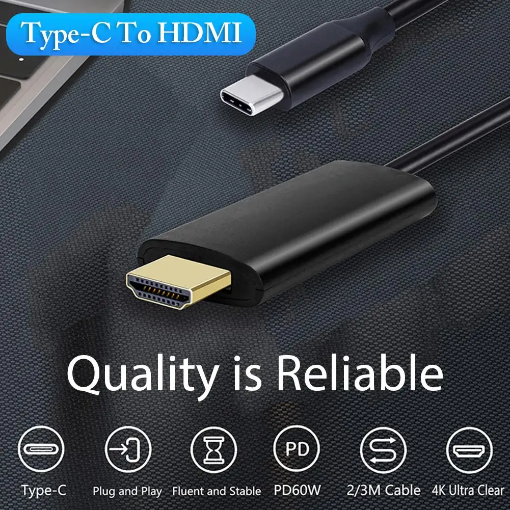 HDMI кабель type-C к HDMI кабель адаптер 4K HD конвертер Plug and Play кабель 2 м