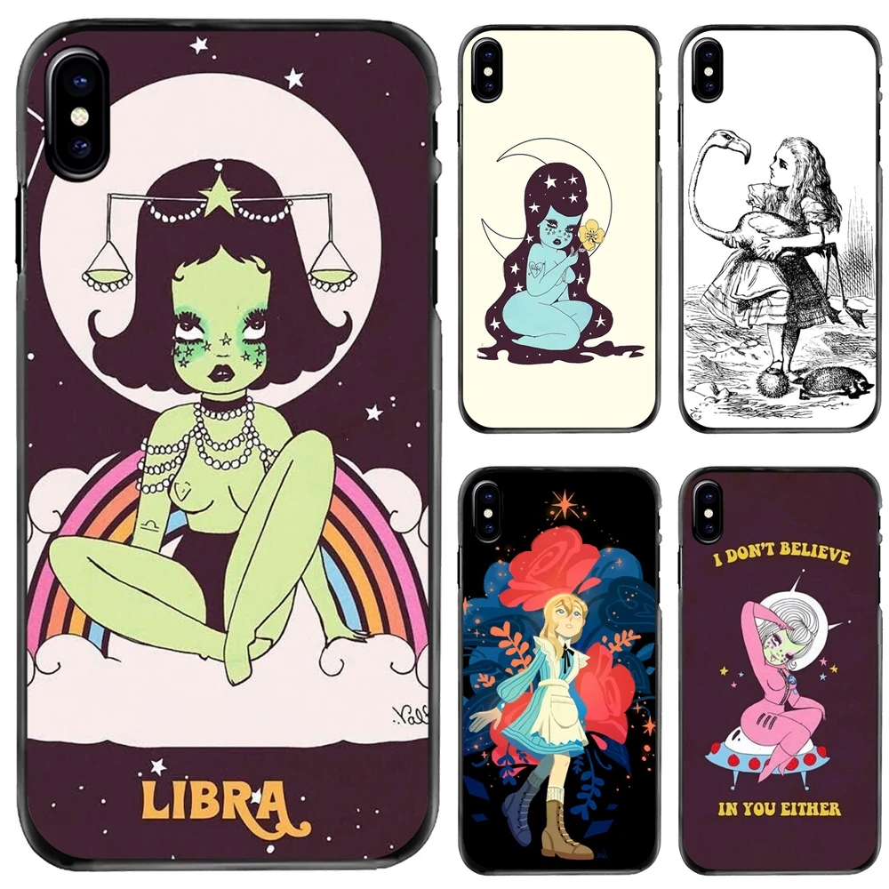 Пластиковый черный чехол для Sony Xperia X XA XZ M2 M4 M5 C3 C4 C5 T3 E4 E5 Z Z1 Z2 Z3 Z5 Compact Libra Wonderland art |