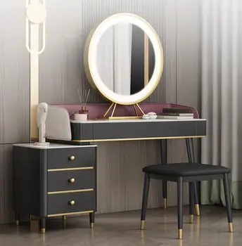 

Nordic marble dressing table storage cabinet integrated dressing table bedroom net red ins style modern and simple