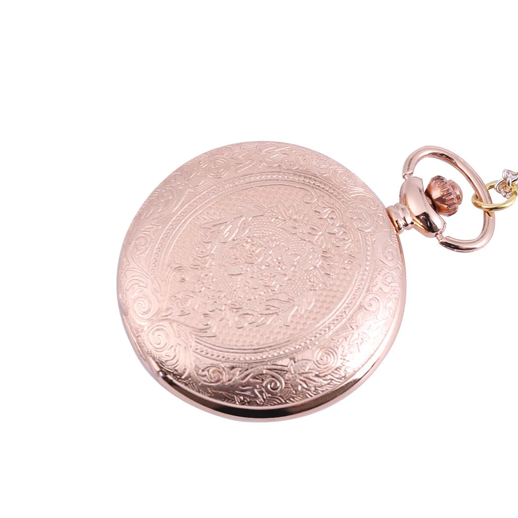 Pocket Watch Rose gold pattern Men and Women Couple Pocket Watch Retro Quartz Hanging Table Commemorative Table карманные часы