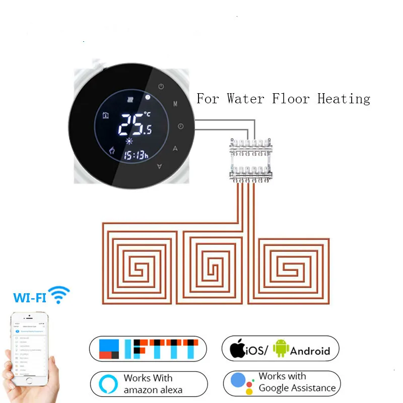 

Wifi Smart 3A Water Thermostat Temperature Controller Tuya APP Remote Control for Water Floor Heating Work with Google Home