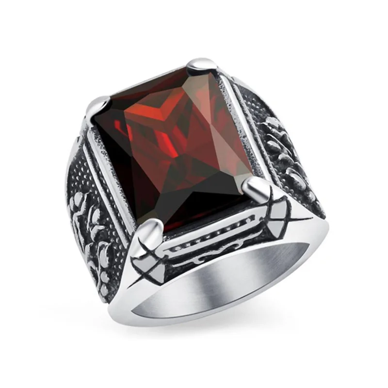 

Hiphop 316L Stainless Steel Ring Classic Dragon Claw Big Stone Ring For Man Punk Male Jewelry
