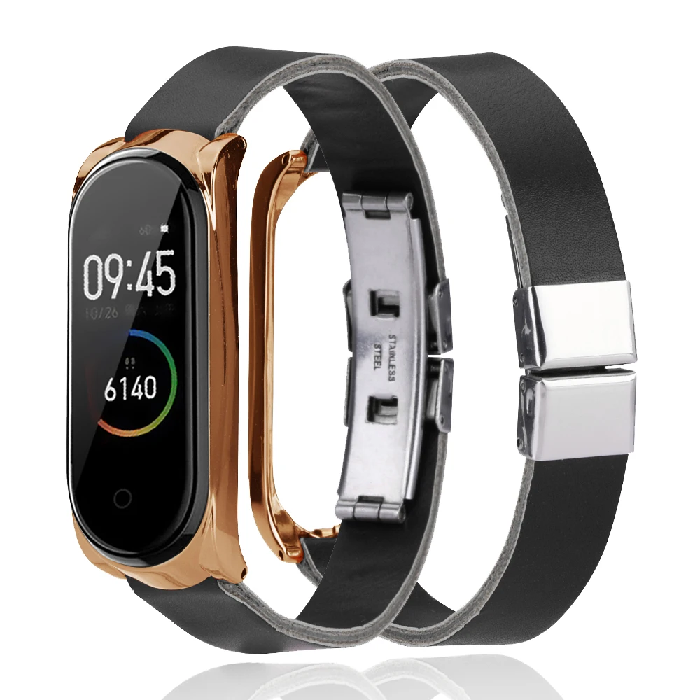 Спортивный смарт-браслет металлический кожаный ремень для Xiaomi Mi группа 4 Band3 браслет для браслет millet 4 умные аксессуары