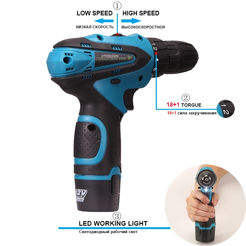 21V 1800Rpm Cordless Screwdriver Cordless Electric Drill Power Tools Drill Screwdriver Drill Electric With Screwdriver Bag