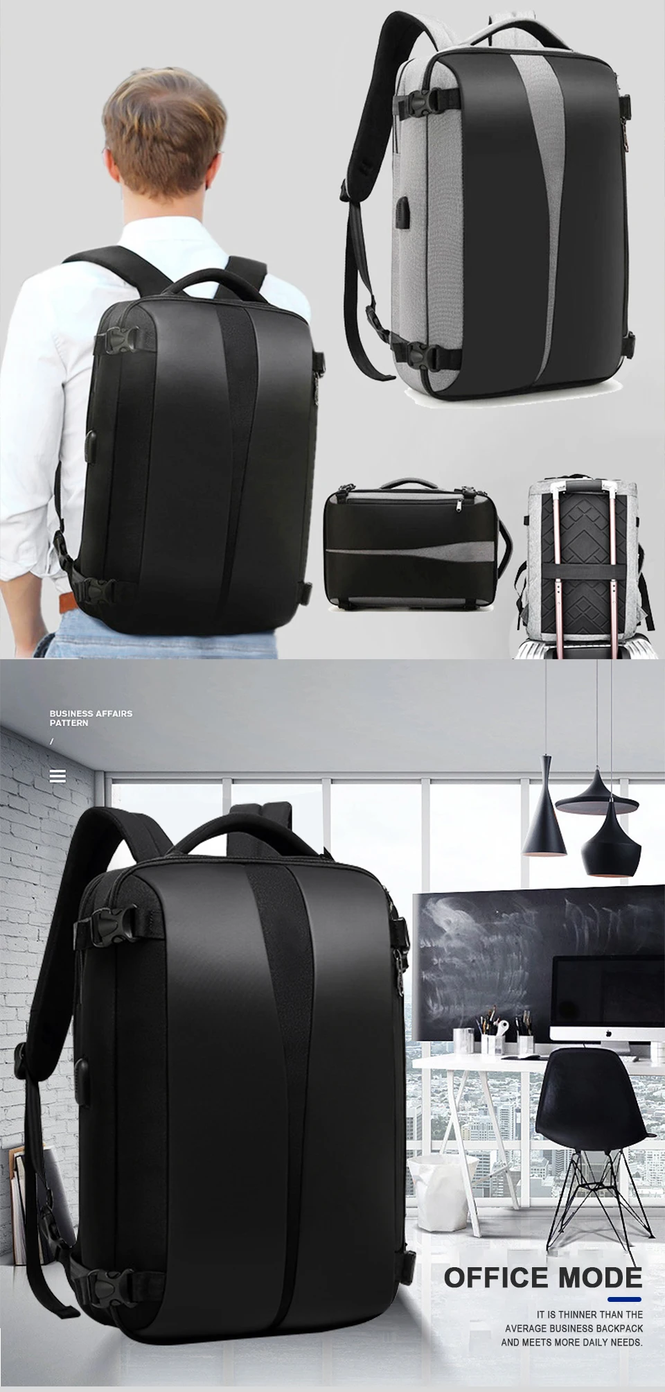 Men Backpack Anti Theft Travel Bagpack Laptop 15.6 Inch Notebook Waterproof Bags USB Charging Male Business Fashion Unisex Bag (2)