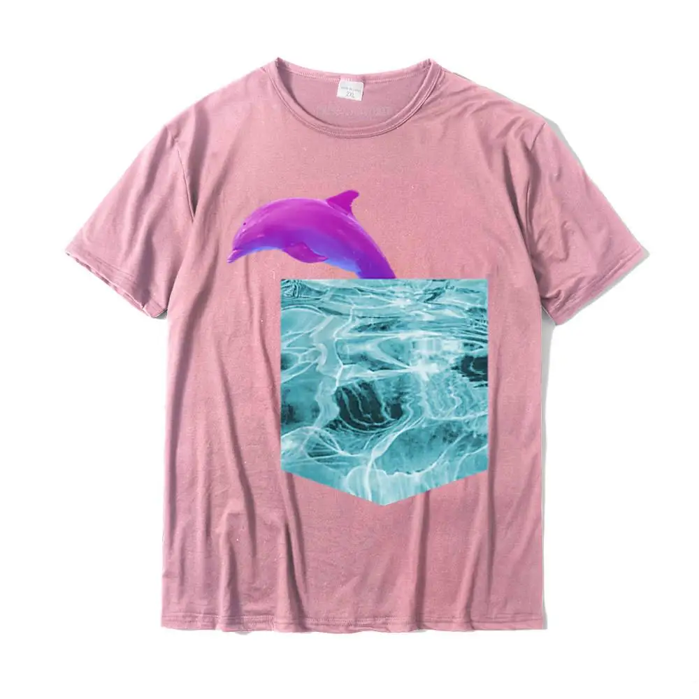 Cool Tshirts 2021 Short Sleeve Printed 100% Cotton Fabric Round Neck Men Tops Tees Design T-Shirt Summer Fall Free Shipping Vaporwave Dolphin T-Shirt Gift Water Pocket shape design Tee__MZ23640 pink