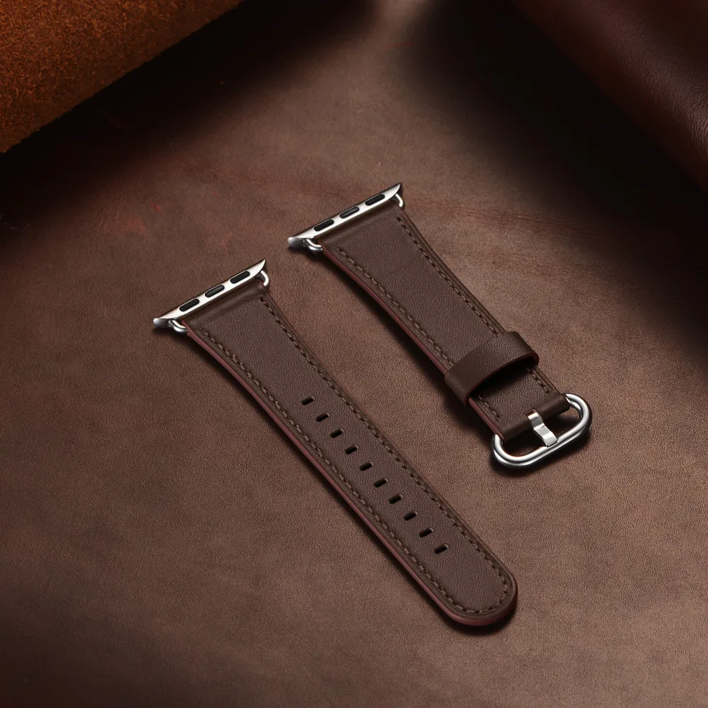 Ремешок для часов из натуральной кожи для Apple Watch 5, 4, ремешок, 40 мм, 44 мм, 38 мм, 42 мм, для женщин и мужчин, металлический ремешок с пряжкой, браслет для iwatch 1, 2, 3