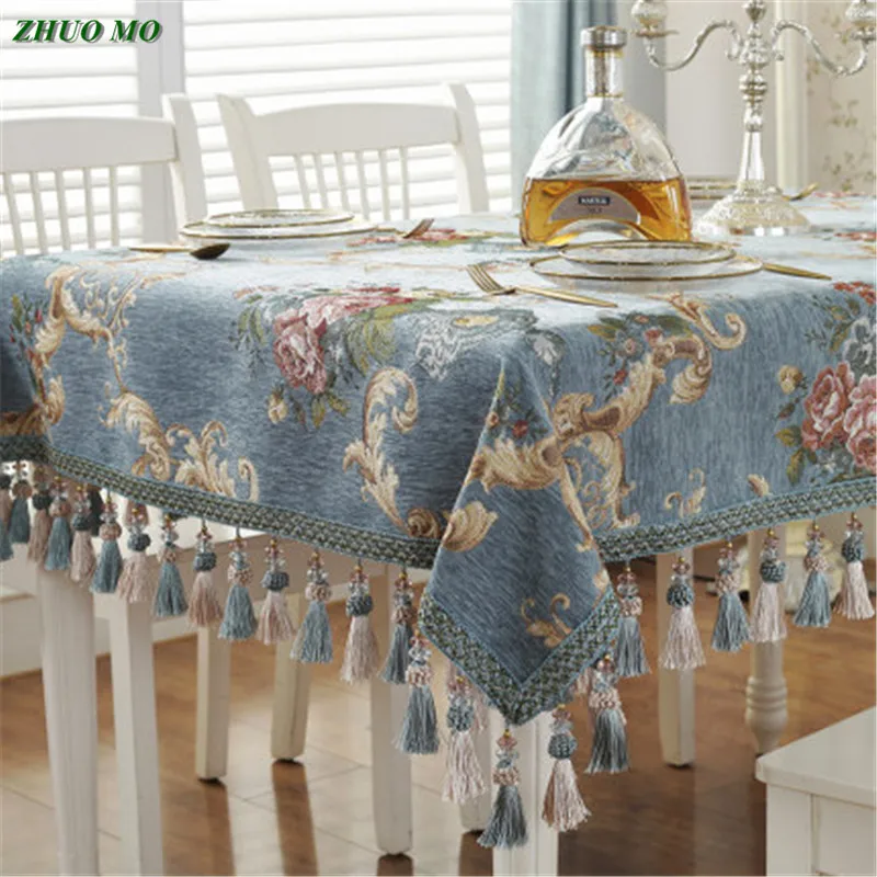 ZHUO MO European Chenille Table Cloth Thicken luxury Tablecloths Household Rectangular Cover Cloth Dustproof Custom decoration
