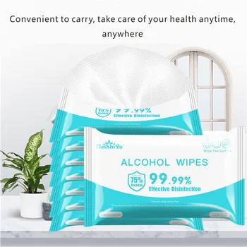 

Disinfection Wipes 200Pcs 75% Alcohol Household Sterilization Wipes Portable Travel Skin Cleaning Protective Non-woven Wet Wipes