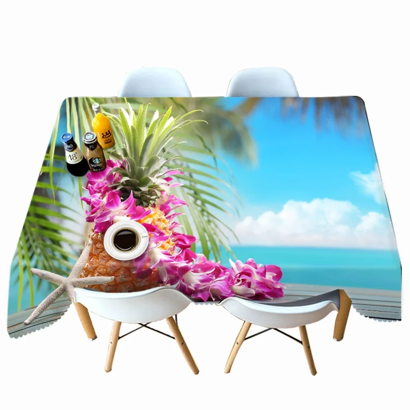 Color F Плотная хлопковая скатерть с 3d рисунком ананаса, сока, Пылезащитная ткань, прямоугольная и круглая скатерть для Рождества - Цвет: Color F