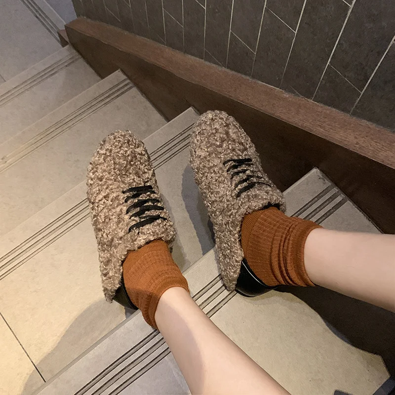 Boat Shoe Shoes Woman Round Toe Autumn Casual Female Sneakers Slip-on Loafers Fur Shose Women Shallow Mouth New Fall