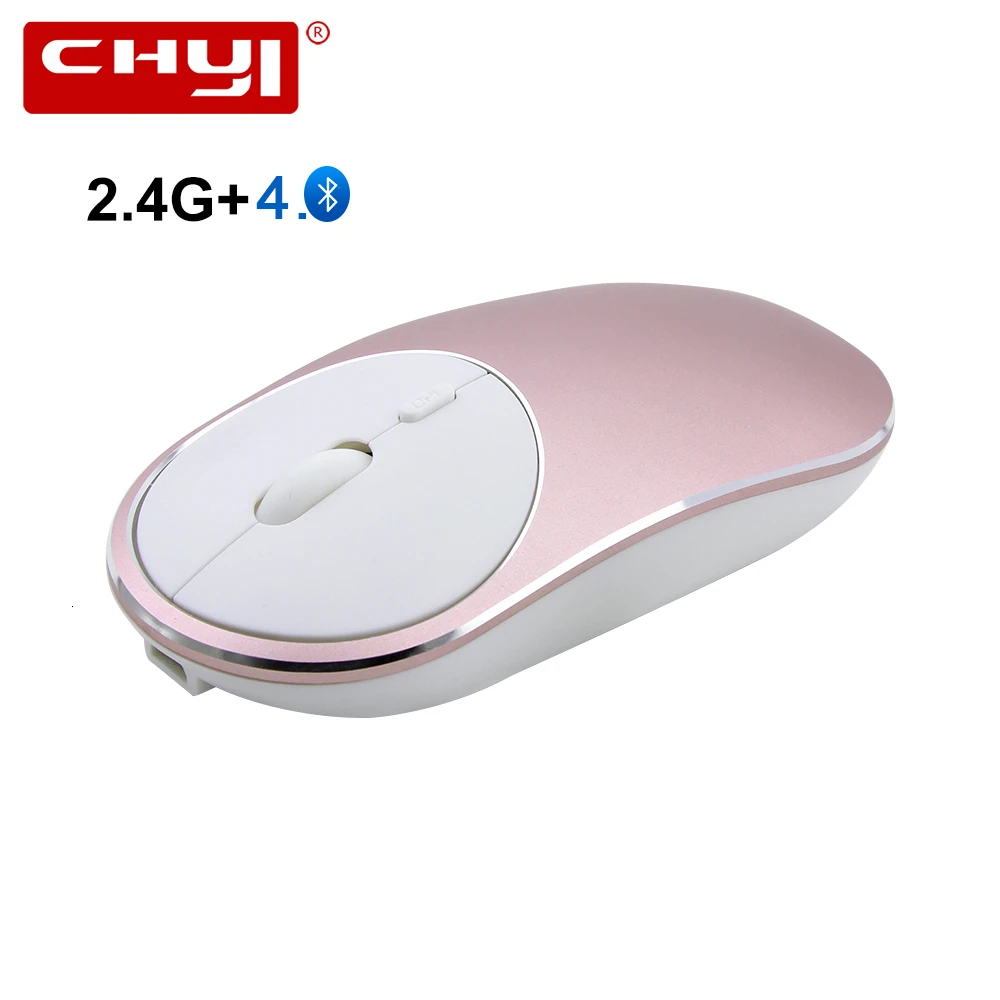 Беспроводная мышь CHYI Bluetooth 4 0 + 2 ГГц перезаряжаемая Бесшумная из алюминиевого