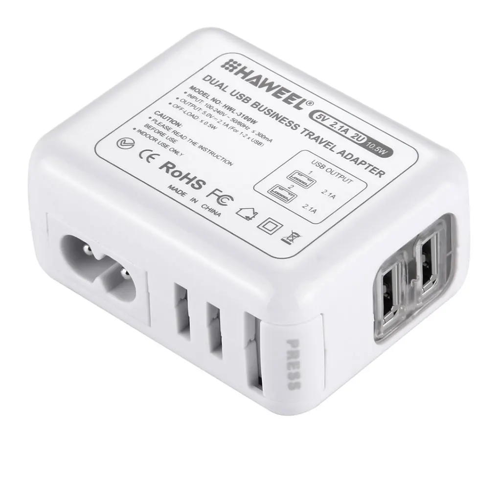 Двойной USB адаптер питания AC 100-220V вход DC 5V 2.1A выход зарядный адаптер для телефона EU AU UK US штекер