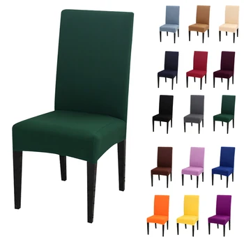

Universal Solid Color Chair Cover Spandex Stretch Elastic Slipcovers Chair Covers White For Dining Room Banquet Hotel Kitchen