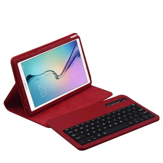 Чехол для samsung GALAXY Tab E 9,6 T560 T561 Съемный беспроводной Bluetooth клавиатура портфель чехол-книжка+ подарок - Цвет: Красный