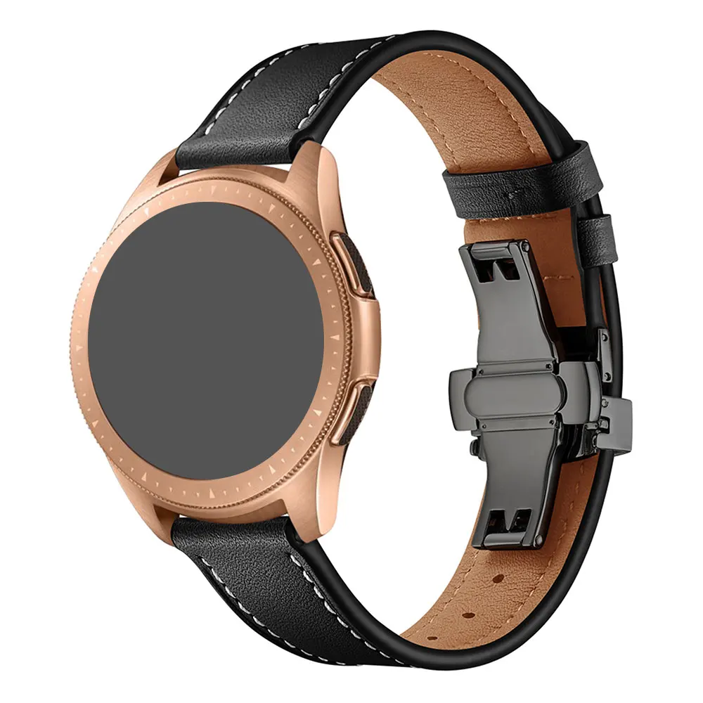 Универсальный ремешок для часов 20 мм 22 мм для samsung gear S2 S3 ремешок для часов из натуральной кожи классический дизайнерский ремень с застежкой-бабочкой