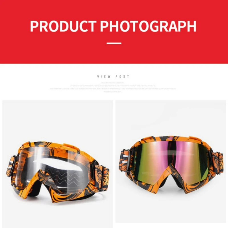 Motorcycle Glasses Snowboard Goggles Windproof Dustproof Anti-fog Anti-UV Riding Racing Glasses Outdoor Sports Glasses