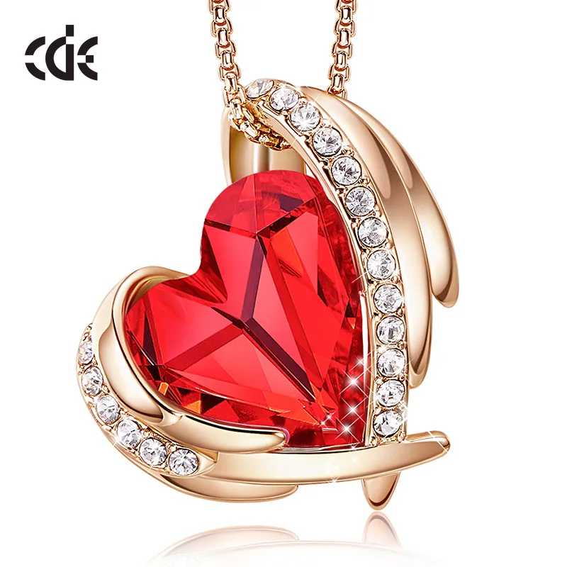 CDE женское золотое ожерелье подвеска украшенная кристаллами от Swarovski красное