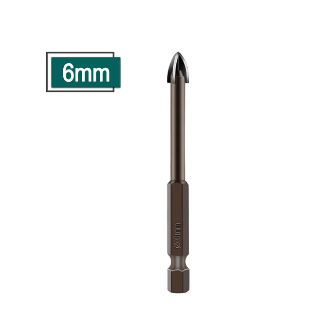 Cross Hex Tile Bits Glass Ceramic Concrete Hole Opener Alloy Triangle Drill Size 3mm 4mm 5mm 6mm 7mm 8mm 10mm 12mm 6mm