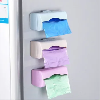 

1pc Self-Adhesive Wall-Mounted Garbage Bag Finishing Storage Box Kitchen Plastic Bag Extraction Box Storage Box 972703