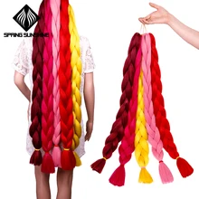 Весенний солнечный свет, 82 дюйма, 165 г, 1, 3, 5 шт., вязанные косички, синтетические косички для волос, чистый цвет, огромные косички для наращивания волос