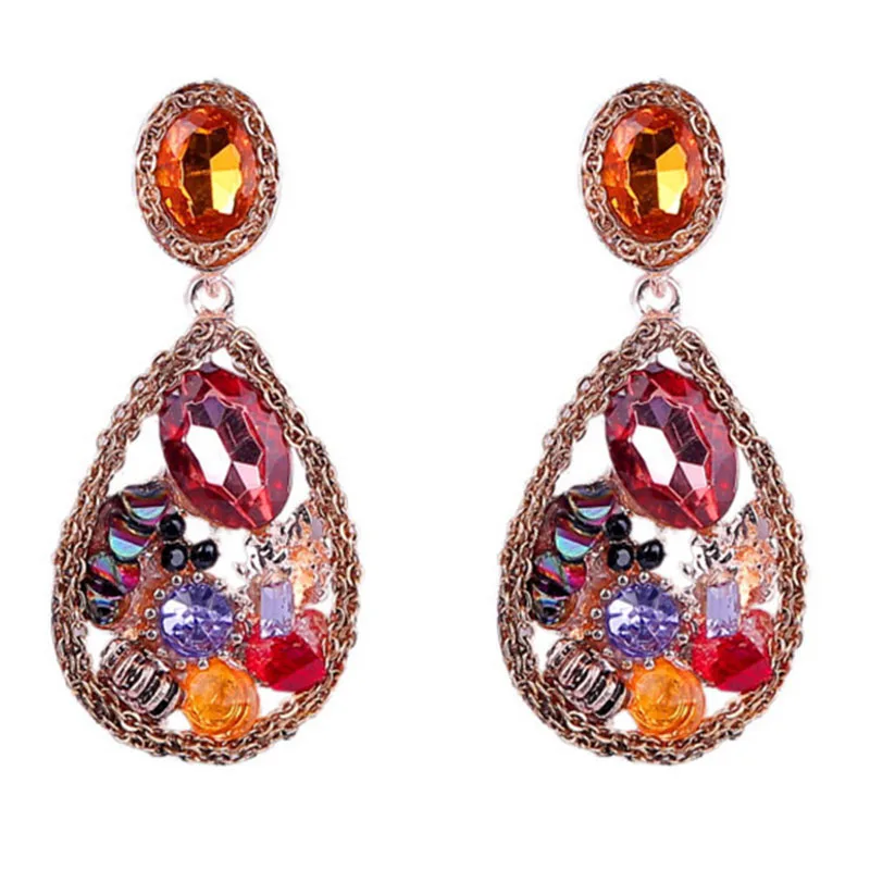 

Earrings color zircon droplets geometry in Europe and the earrings cross-border ZA contracted metal pendant jewelry