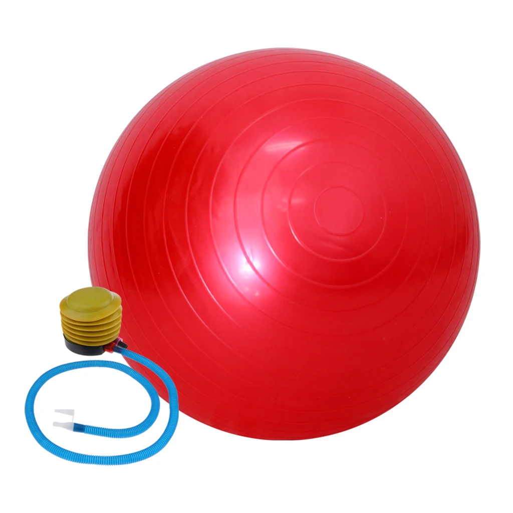 Red Yoga Exercise Ball with Pump Anti-burst 55cm Fitness Balance Exercise Fitball for Yoga Pilaties Core Workouts Pregnancy Birthing - Цвет: Red
