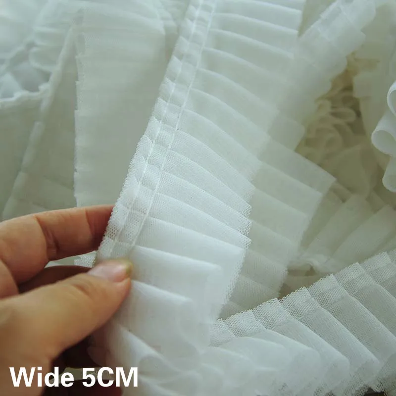 5CM Wide Double Layers Folding Net 3d Pleated Guipure Lace Fabric Collar Neckline Ribbon Headwear Clothes DIY Sewing Accessories | Дом и сад