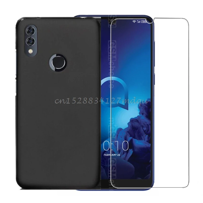 Для Alcatel 3x (2019) закаленное стекло Чехол Мягкий силиконовый чехол для телефона с