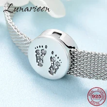 Модные 925 пробы серебряные милые детские следы прозрачные CZ шармы-клипсы Бусины Подходят отражение талисманы браслет для женщин ювелирные изделия