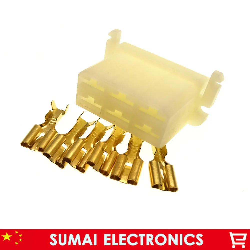 20 шт. 6,3 мм 6 Pin/way female Auto electronic plug(включая клеммы), Автомобильный Электрический разъем для мотоцикла, грузовика, автомобиля