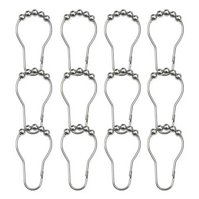 

24 pieces Shower curtain Hanger rings with 5 balls Sliding system made of stainless steel silver