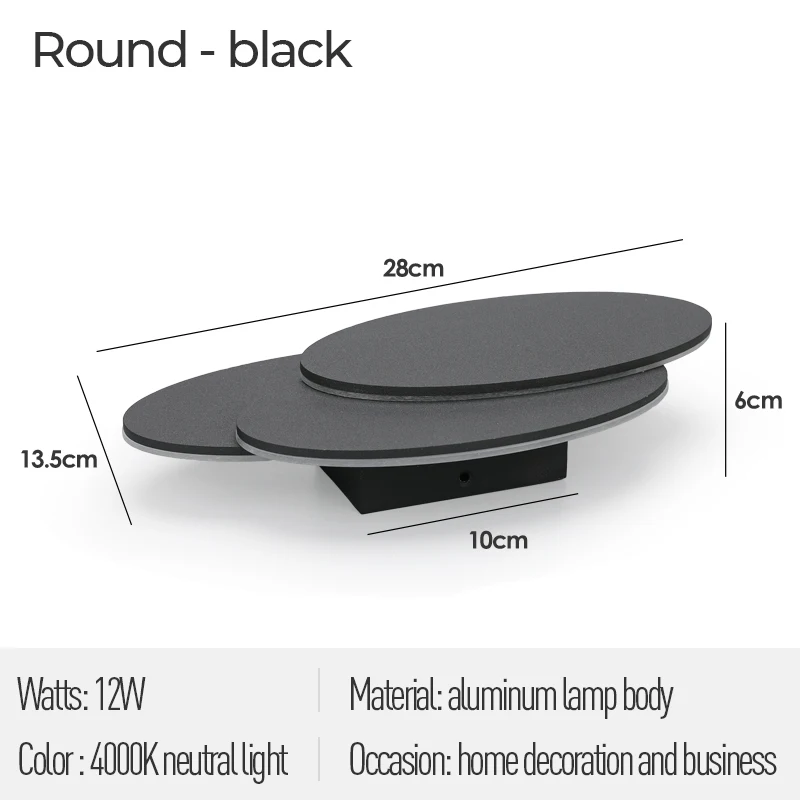 Black Circular 4000K Puluoti Крытый оригинальность 12 Вт индивидуальный декоративный светодиодный настенный светильник - Цвет абажура: Black Circular 4000K