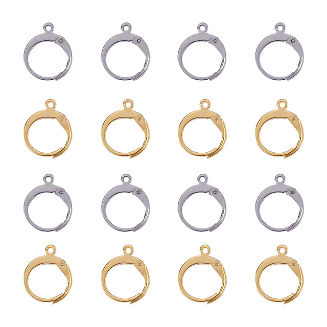 20pcs 5 Styles Leverback Earring Findings 304 Stainless Steel Rose Gold Leverback French Earring Hooks Open Loop Leverback Earring Hoop for Earring