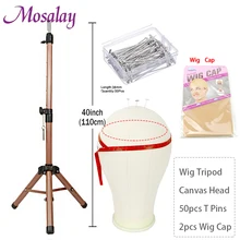 

Adjustable Wig Tripod Stand Holder With Canvas Block Head For Hair Extension wigs Making Display Styling mannequin Manikin Head