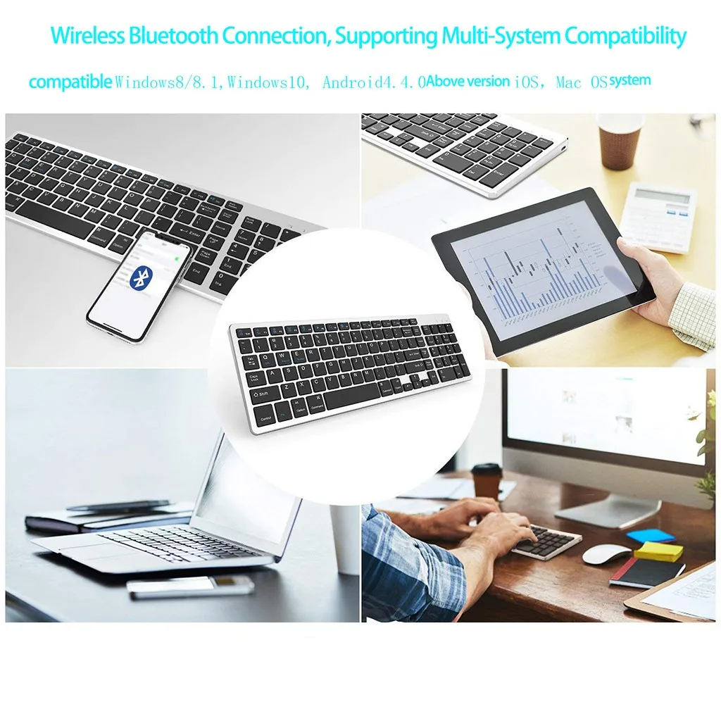 Bluetooth клавиатура, перезаряжаемая портативная Bluetooth беспроводная клавиатура с номером Новое поступление Мода
