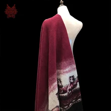 Европейская Высококачественная кашемировая шерстяная ткань с 3D принтом лошади 150*110 см для зимнее пальто с воротником tissu de laine SP5867