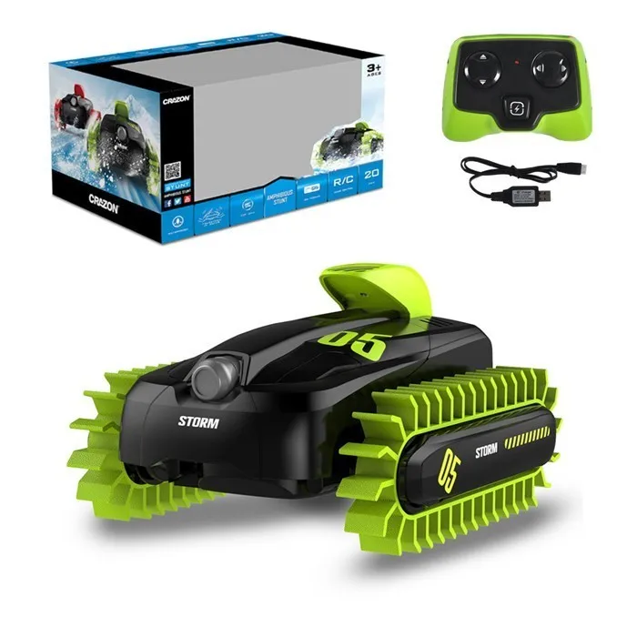 Green Color box RC автомобиль 2,4G трюк деформации багги автомобиль один ключ деформации земли и воды трюк 360 градусов флип Рок Гусеничный ролл автомобилей игрушки - Цвет: Green Color box