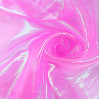 Super Pink New 100*150 см дизайнерская цветная блестящая флуоресцентная ткань марля ткань для сцены вуаль Свадебный декор прозрачная голографическая ткань - Цвет: Super Pink New