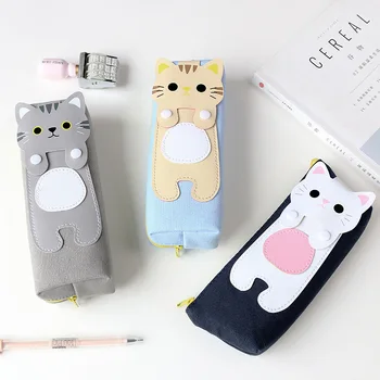 

Cute Cat Cartoon Canvas Pencil Case Student Large Capacity Zipper Pencil Bag