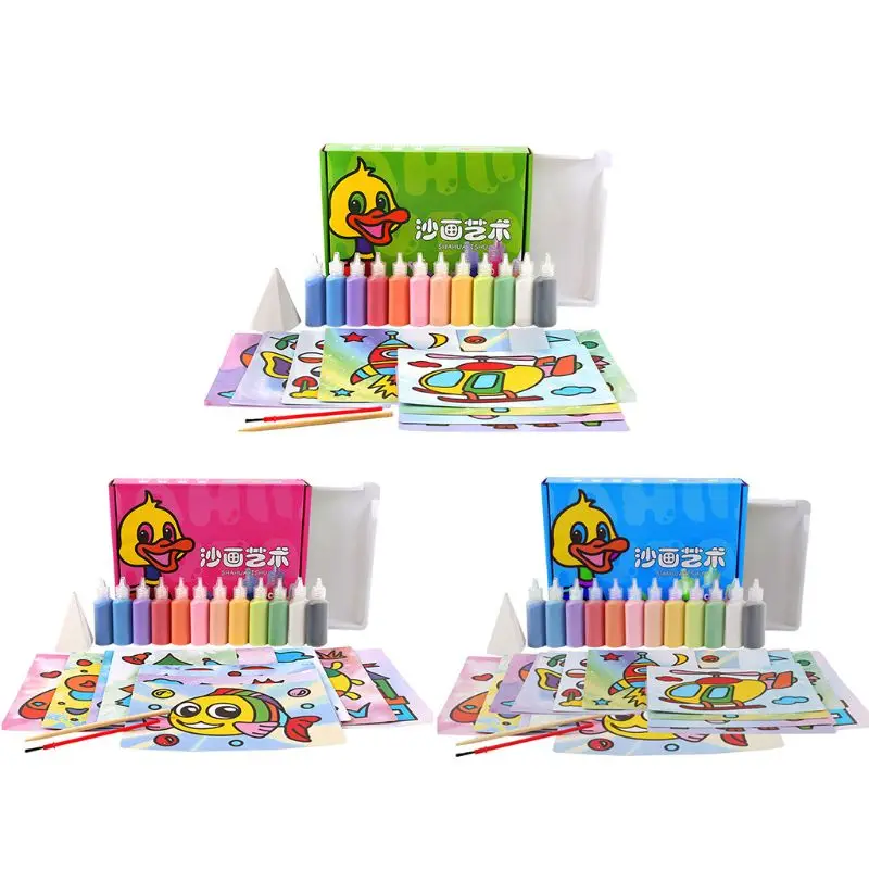 

Children Baby Kids DIY Sand Painting Toy Drawing Board Set Handmade Picture Paper Craft Art