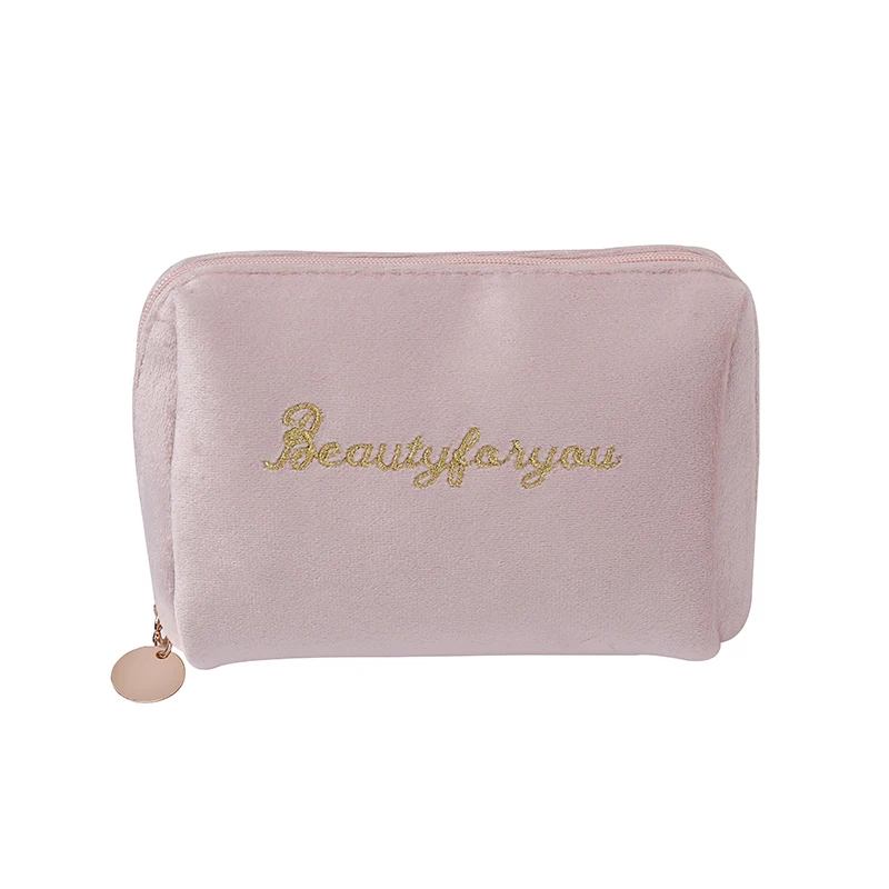PURDORED 1 Pc Women Zipper Velvet Make Up Bag Travel Large Cosmetic Bag