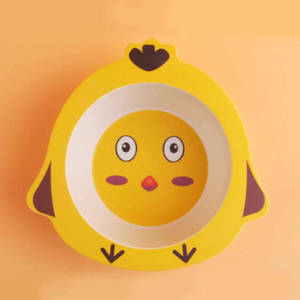 Carton Children's Tableware Bowl Baby Kids Natural Bamboo Fiber Bowls Cute Cartoon Animal Dishes Baby Feeding Toddler Plates - Цвет: 5
