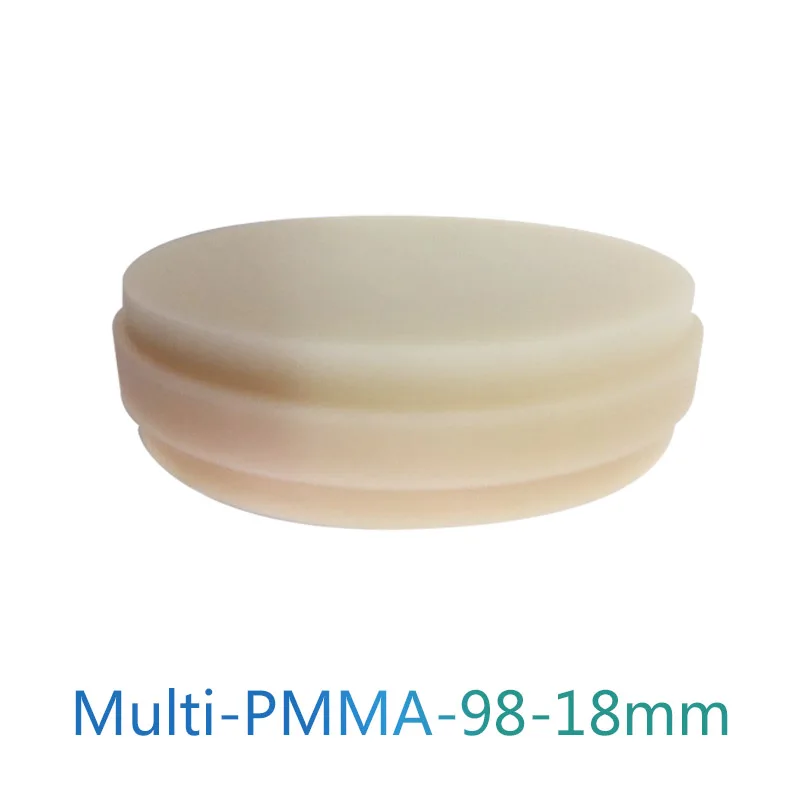 98x18mm Multilayer Acrylic PMMA Dental CADCAM Blocks/PMMA Multilayer Disc Denture Prosthetics Temporary Crowns And Bridges