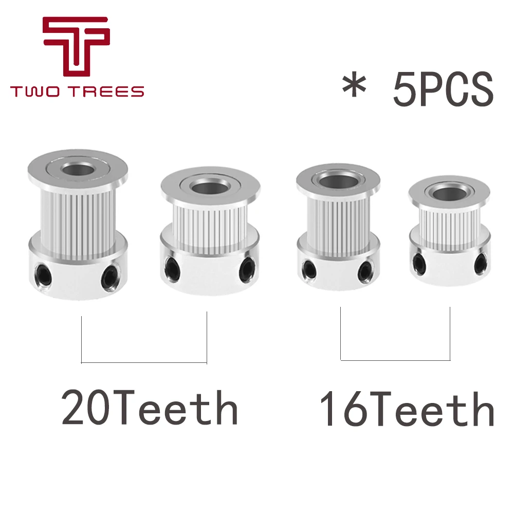 

5Pcs/Lot GT2 Timing Pulley 16T 20T Bore 5mm 6mm 6.35mm 8mm for Width 6mm GT2 Synchronous Belt 2GT Belt Pulley 3D Printer Parts