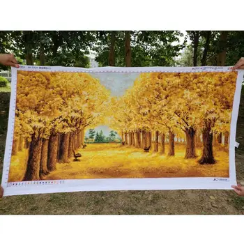 

Cross Stitch Maple Forest Painting Handmade Cross Stitch Decorative Painting Home Decor Embroidered Maple Forest
