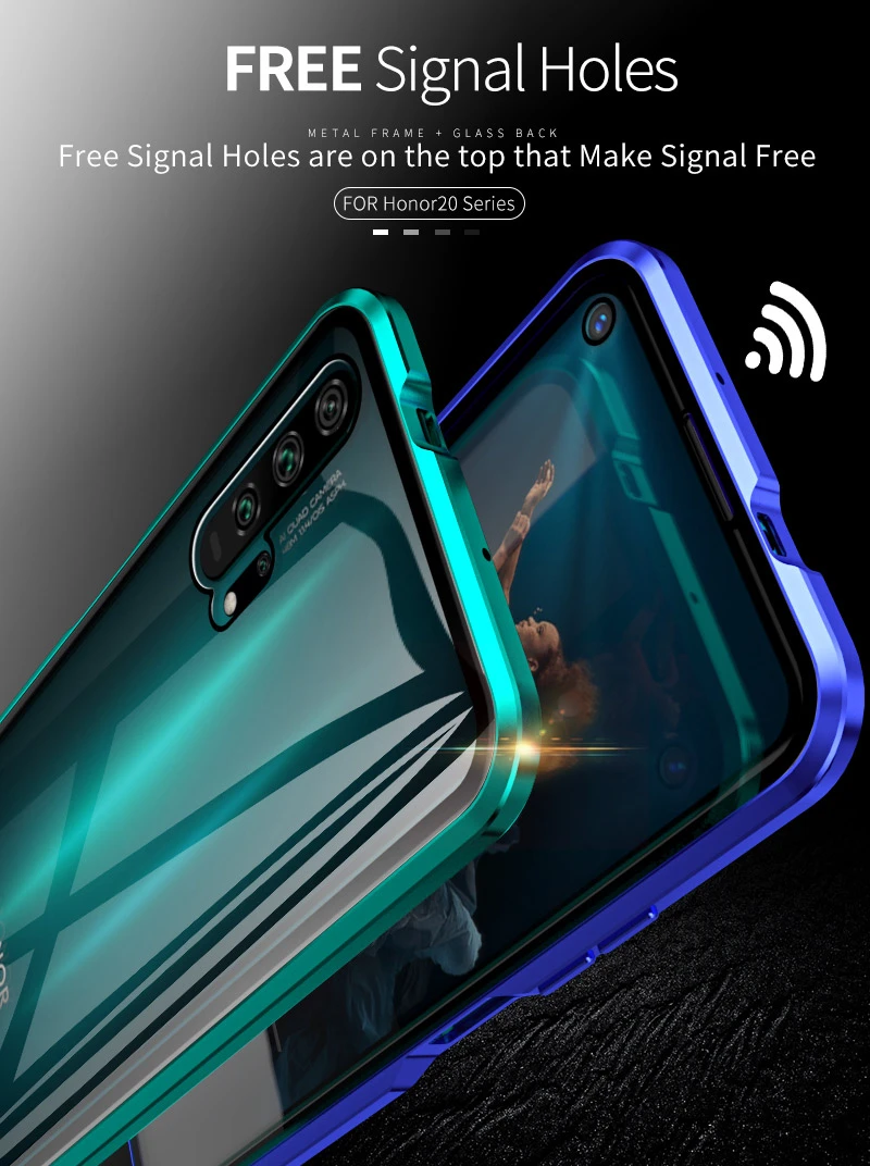 Роскошные магнитные поглощающие металлические флип-Чехлы для huawei Honor 20 20i 20Pro Lite Phone Cover двухсторонняя, для стекла Honor20 Pro I