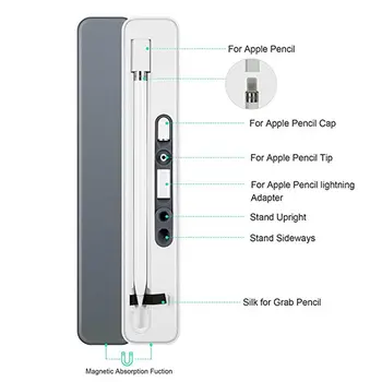 

Carrying Case Charger Case Easy Apply Accessories Wireless Charging Electrical Portable Stand Safe Storage Box For Apple Pencil